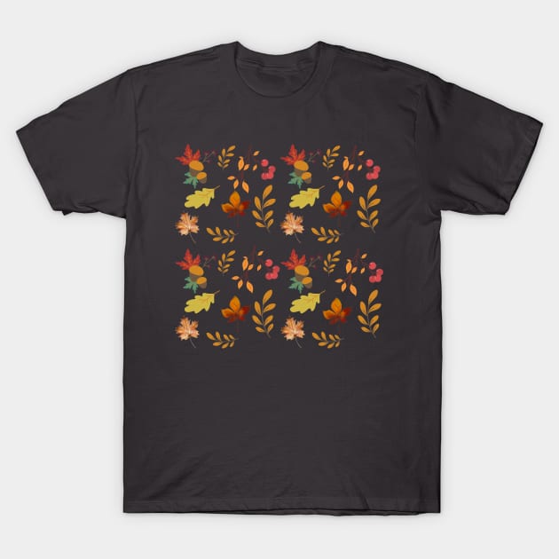 Fall Autumn Leaves Pattern T-Shirt by Valentin Cristescu